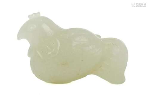 A CHINESE WHITE JADE CARVED HEN