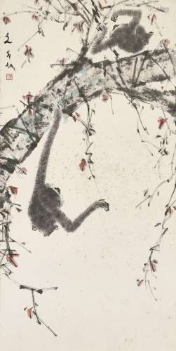 陈文希（1906-1991）  双猿图