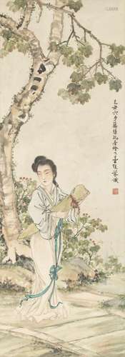 邓芬（1894-1964）  芙蓉庭院听秋声