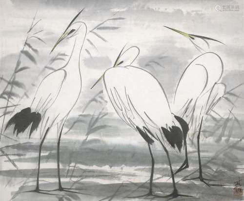 林风眠（1900-1991）  芦塘鹭鸶