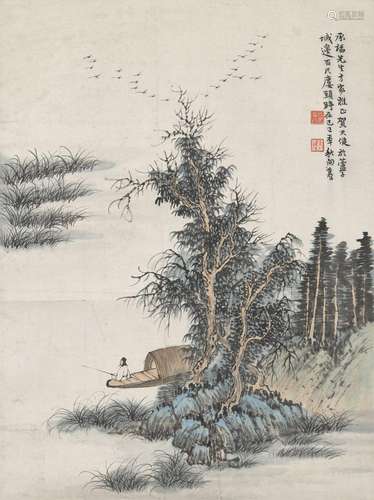 贺天健（1893-1974）  溪山独钓