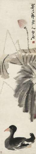 齐白石（1863-1957）  荷花栖鸭