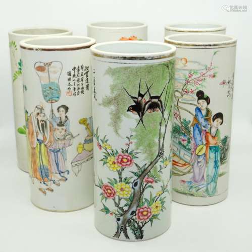 Sammlung von 6 Rolleauvasen Hutstaender China Guangxu