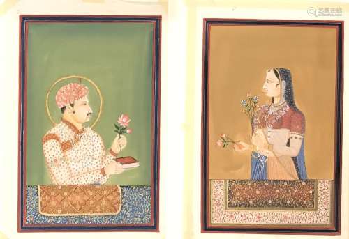 2 grossformatige Seidenmalereien, Nordindien(Rajasthan)