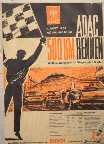 Rennplakat Adac 500 Km Nuerburgring 1966