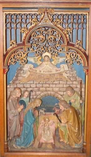 Altar-Mittelteil mit Geburt Christi Rheinland oder Suedwestf...