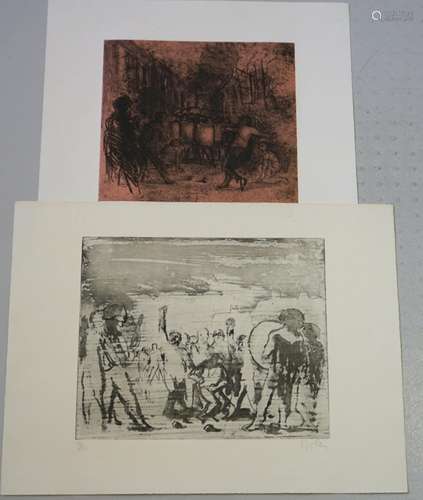 Eisler, Georg: 2 Lithographien Demonstration