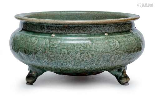 A CHINESE LONGQUAN TRIPOD CENSER, MING DYNASTY (1368-1644) 1...