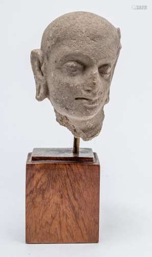 A GANDHARAN STUCCO OF HEAD OF ASCETIC, 3RD-5TH CENTURY 10cm ...