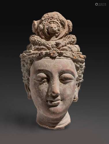 AN IMPRESSIVE GHANDARAN STUCCO HEAD OF BODHISATTVA, 45H/5TH ...