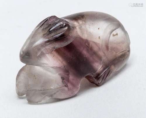 A CHINESE SMALL ROCK CRYSTAL MOUSE 4cm wide