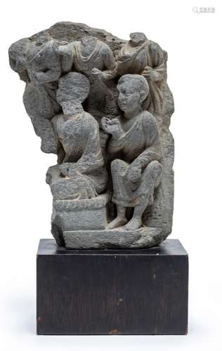 A GANDHARAN GREY SCHIST CARVING OF BUDDHA\'S DISCIPLES, 2ND-...