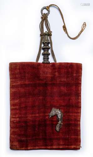 A TIBETAN MONK\'S WATER FLASK, 19TH CENTURY 30cm long