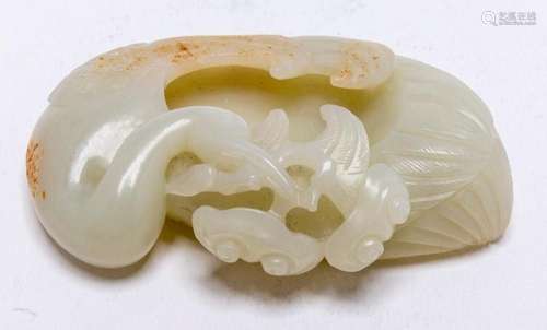 A CHINESE WHITE JADE GOOSE WASHER, 20TH CENTURY 9.4cm wide