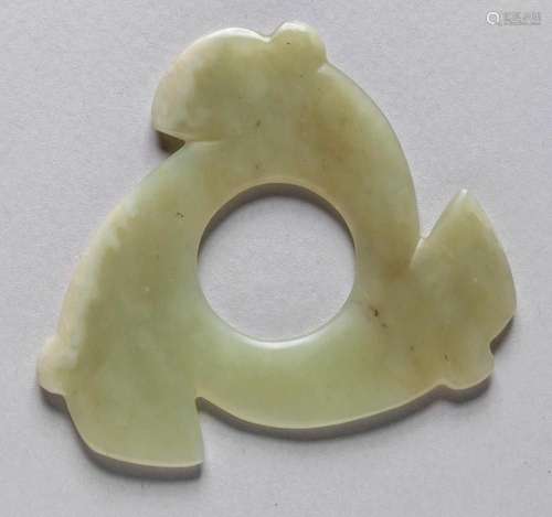 A CHINESE ARCHAIC CELADON JADE NOTCHED DISC, XUANJI, NEOLITH...