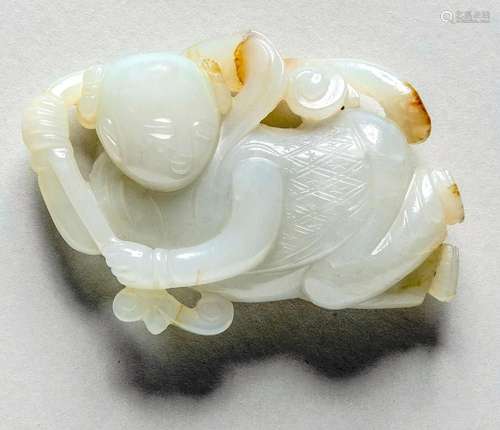 A CHINESE PALE WHITE JADE BOY, QING DYNASTY (1644-1911) 6cm ...