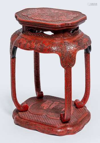 A JAPANESE CINNABAR LACQUER STAND, 19TH CENTURY 44.5cm high