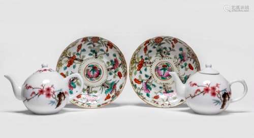 A PAIR OF CHINESE FAMILLE ROSE DISHES, TONGZHI MARK AND OF T...