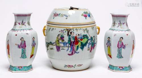 THREE CHINESE FAMILLE ROSE VESSELS, TONGZHI MARK AND PERIOD ...