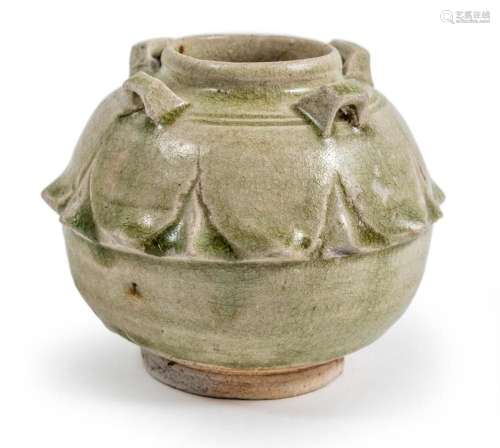 A CHINESE CELADON GLAZED FOUR-LUGGED JAR, NORTHERN QI (550-5...