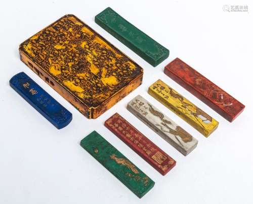 A SET OF 8 CHINESE INK CAKES, POSSIBLY WANLI PERIOD/20TH CEN...