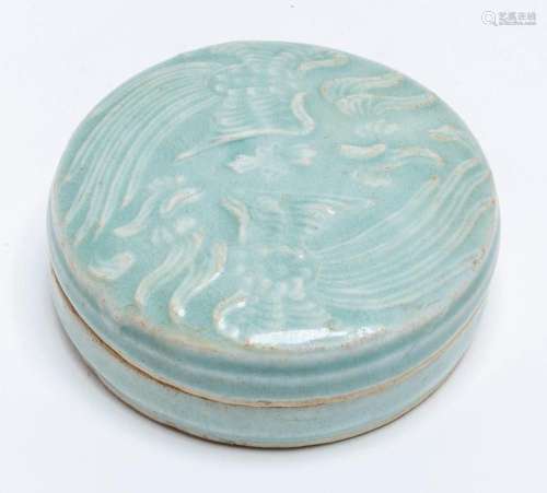 A CHINESE QINGBAI MOULDED PHOENIX BOX AND COVER, SONG DYNAST...