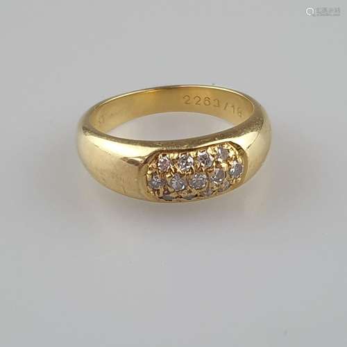 Goldring mit Diamantbesatz - Gelbgold 750/000 (18K), ve