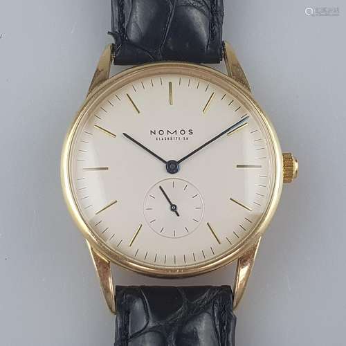 Nomos-Herrenarmbanduhr - "Orion",Gehäuse 18K Gelbg...