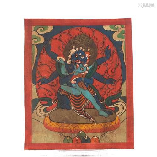 A THANGKA DEPICTING MAHAKALA