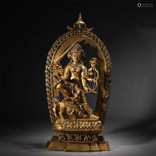 A CHINESE GILT BRONZE FIGURE OF BUDDHA