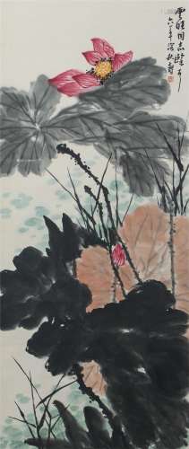 A CHINESE PAINTING OF LOTUS