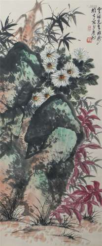 A CHINESE PAINTING OF GARDEN SCENE