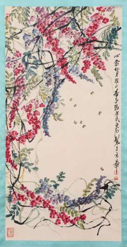 A CHINESE PAINTING OF WISTARIA