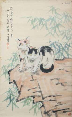 A CHINESE PAINTING OF CATS