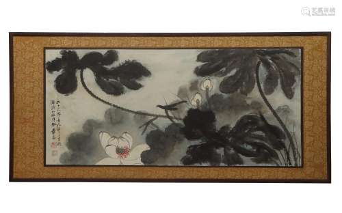 A CHINESE PAINTING OF LOTUS
