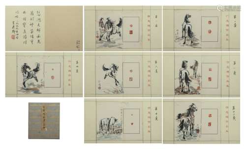 A CHINESE PAINTING ALNUM OF HORSES