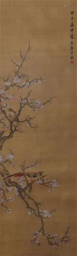 A CHINESE PAINTING OF FLOWERS AND BIRDS