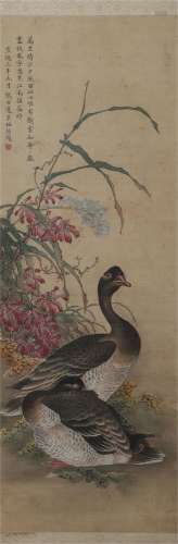A CHINESE PAINTING OF WILD GEESE