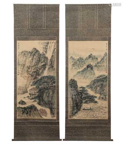 A GROUP OF TWO CHINESE PAINTING OF LANDSCAPE
