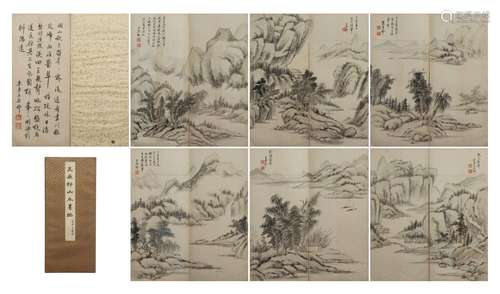 A CHINESE PAINTING ALNUM OF LANDSCAPE