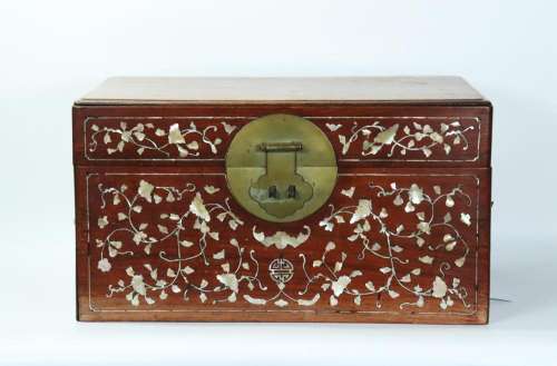 Large Antique Chinese Inlay & Hardwood Box