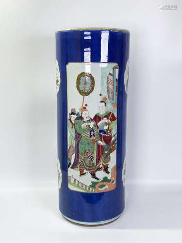 Chinese Qing Powder Blue Porcelain Umbrella Stand