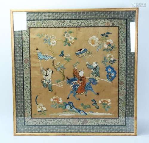 Chinese Qing Dynasty Silk "Boys" Embroidery