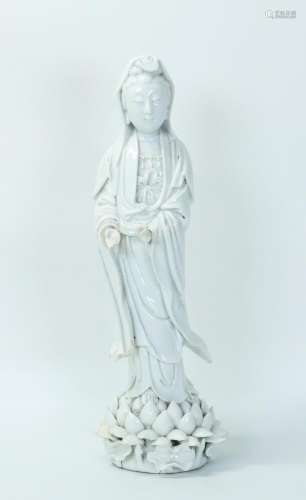 Chinese Standing Blanc de Chine Porcelain Guanyin