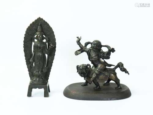 2 Tibetan Bronzes; Protector & Bodhisattva