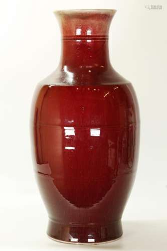 Lg Chinese Underglaze Red Crackle Porcelain Vase