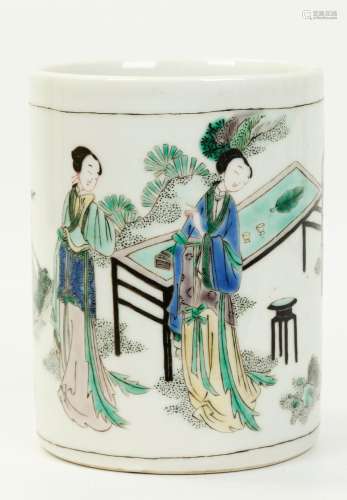 Chinese Famille Verte Enameled Porcelain Bitong
