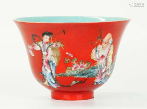 Chinese Enameled Porcelain Shouxing & Magu Bowl