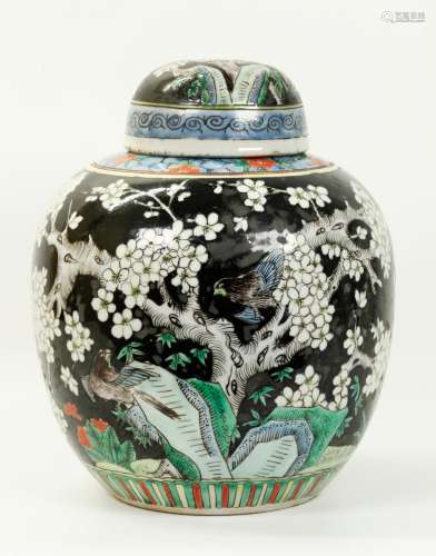 Chinese Famille Noire Enameled Porcelain Jar