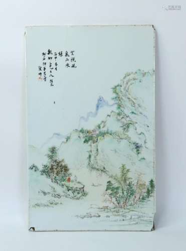 Chinese Enameled Porcelain Landscape Plaque